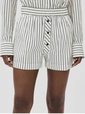 REFORMATION Billy Relaxed Fit Shorts Savory Stripe White Women’s Size Small